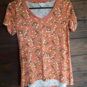 Lularoe orange tiger print t shirt